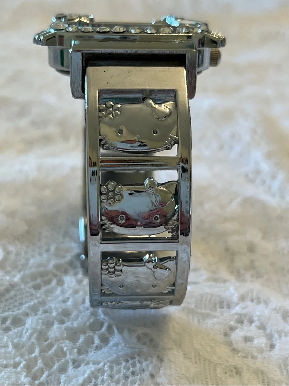 Hello Kitty Silver Crystal Accent Bangle Watch